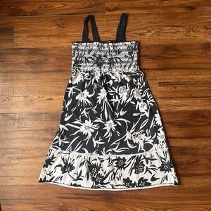 Abercrombie & Fitch Smocked‎ Mini Dress Navy White Floral Cotton Boho Beach